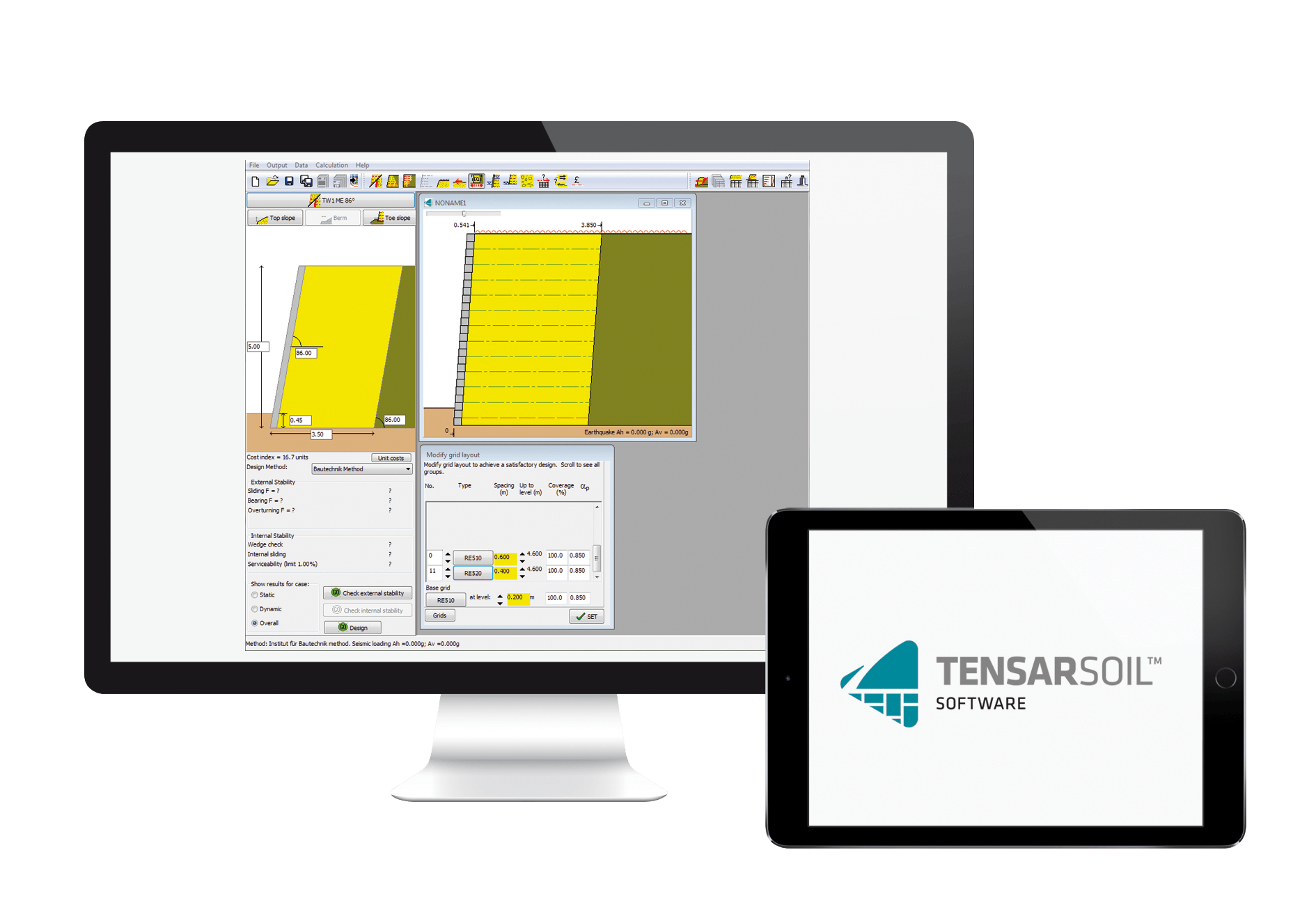 A mockup of Tensar soil shown on a mobile and desktop computer screen